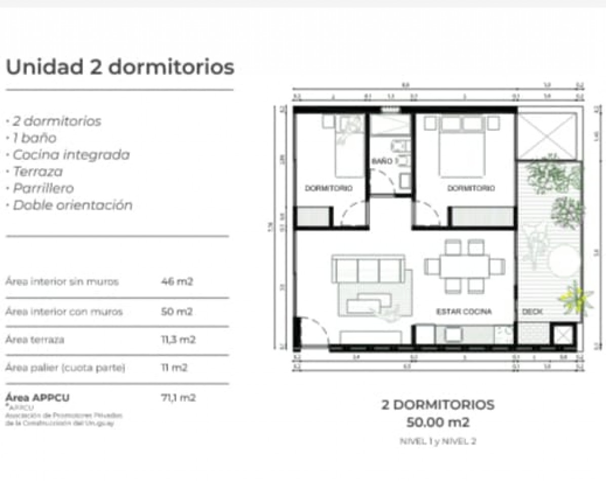 Grutas de la Ballena. Apartamentos de 1 y 2 dormitorios